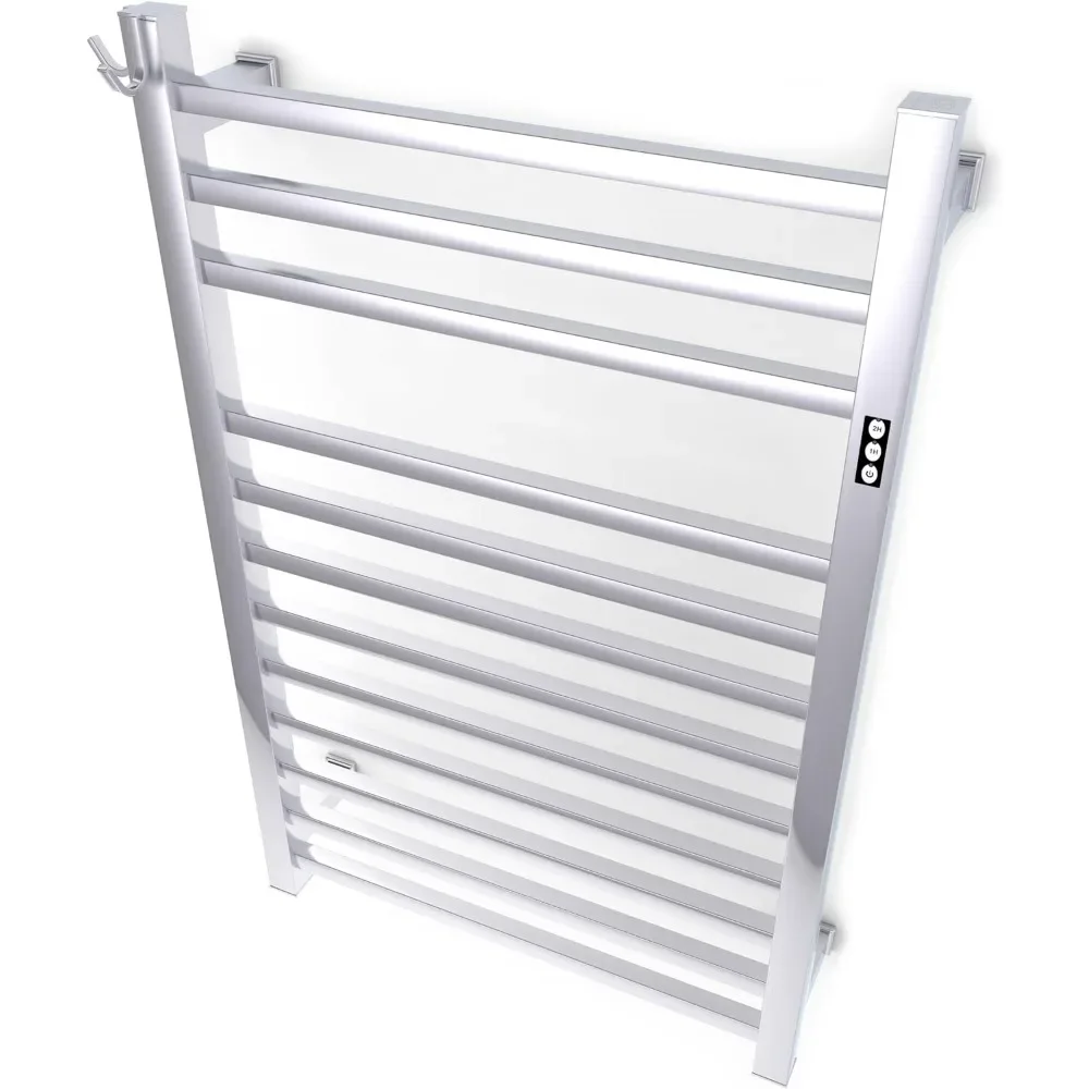 Brandon Basics Wall Mounted Electric Towel Warmer with Built-in Timer and Hardwired and Plug in Options (Brushed)