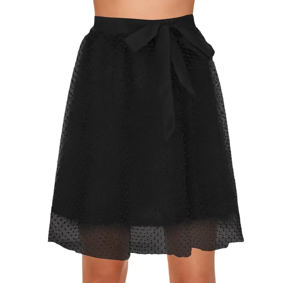 Women Carnival Skirt Elastic Waist Lace Up Strap Bowknot Petticoat Tutu Skirt Polka Dot Ballet Tutu For Carnival Party