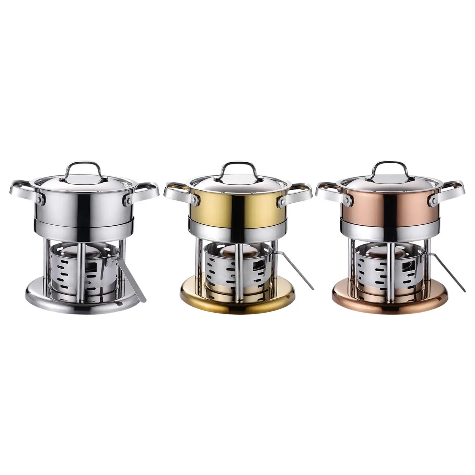 Alcohol Stove Hot Pot Sturdy Stainless Steel Stockpot Cookware Single Person Hotpot Soup Pot for Family Gathering Household