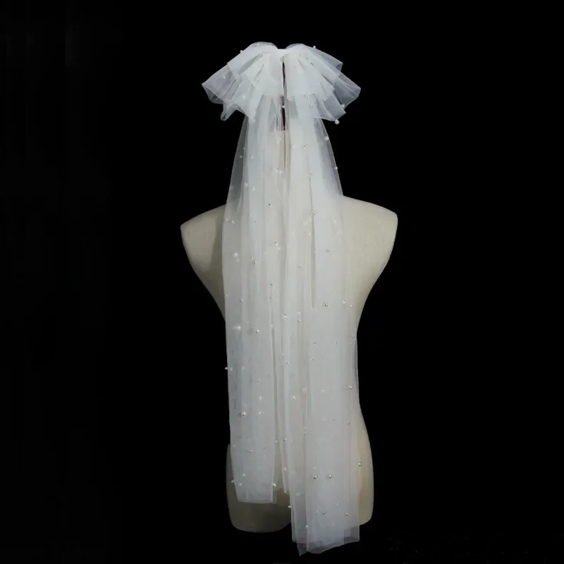 

Pearl bow bridal veil Wedding Veils