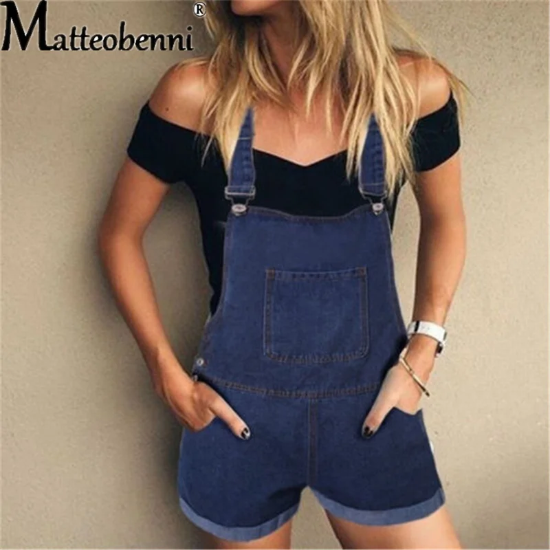 Salopette courte en denim pour femme, combinaison taille haute, salopette décontractée, salopette délavée, bretelles, été