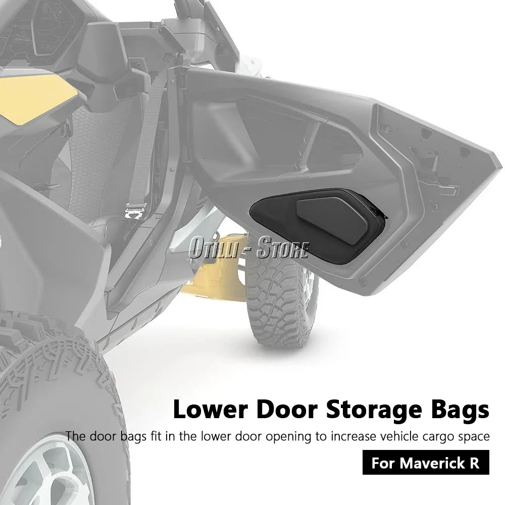 UTV For CAN-AM MAVERICK R Black Side Storage Bag Driver Passenger Lower Door Tool Bags Cushion For Can Am Maverick R