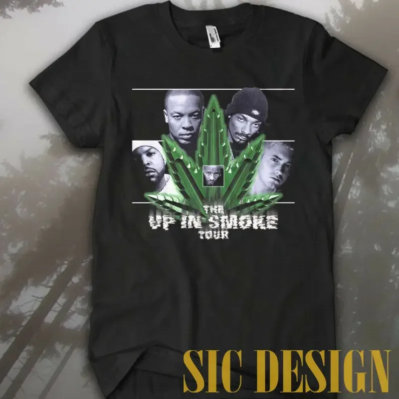 New Up In Smoke Tour Hip Hop Tshirt Vintage Snoop Dog Dr Dre Eminem Harajuku Funny Men Tee Shirts