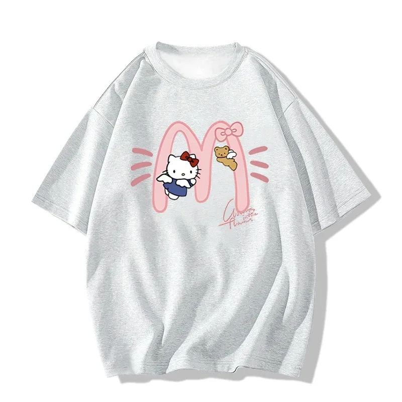 

Новая милая быстросохнущая футболка с короткими рукавами с 3D принтом Hello Kitty, дышащая и повседневная универсальная футболка