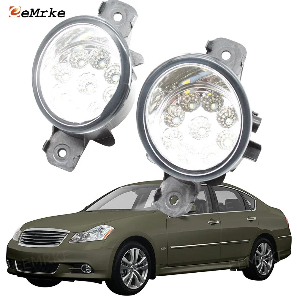 EEMRKE for Infiniti M45x M35x M35 Base North America 2008 2009 2010 9-Pieces Led Fog Lights H11 12V Front Bumper Lights 2 Pcs