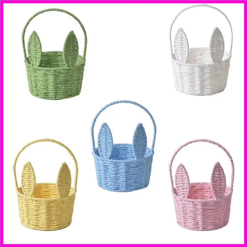 

57be Fashionsable Handmade Handwoven Rabbit Ears Basket Basket Styles Portable для домашнего украшения и решения для хранения