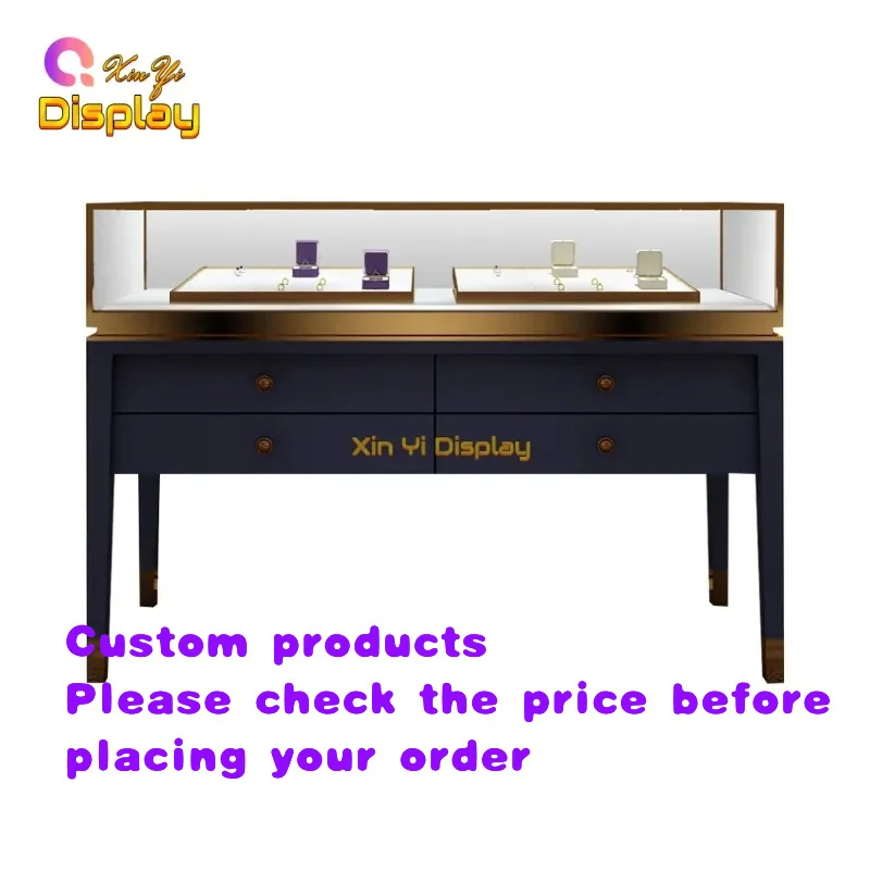 custom.Custom Factory Modern Glass Showcase Retail Jewelry LED-Lit Aluminium Metal Shop Fittings Display Jewelry Shopping Ma