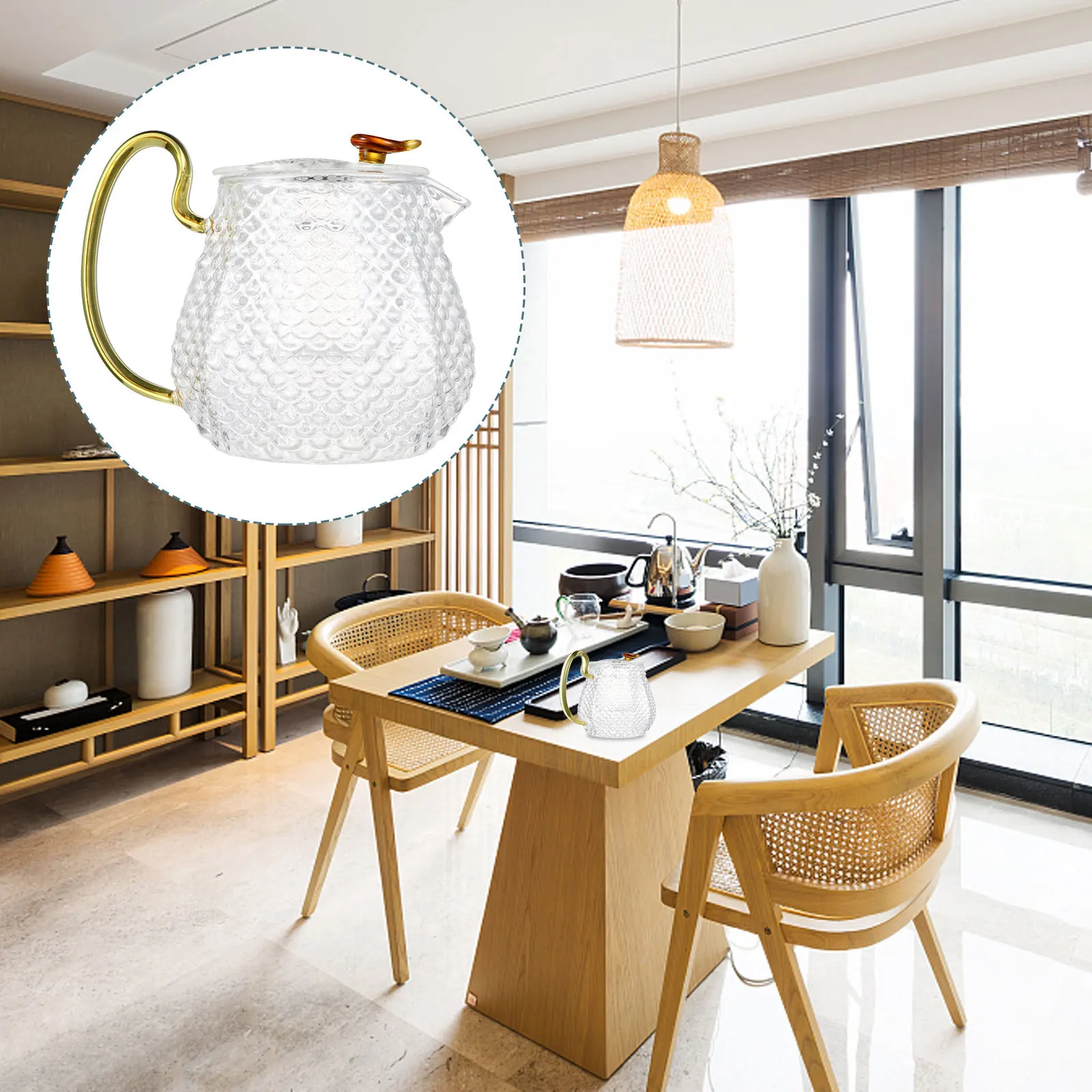 

1Pcs High Temperature Resistant Teapot Borosilicate Glass Heat Resistant Tea Kettle Flower Tea Pot Bottle