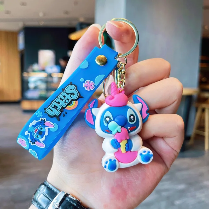 

Kawaii Stitch Keychain Anime Figure Stitch Pendant Keychain Cute Pink Angel Keychains Car Keyring Children's Birthday Gift