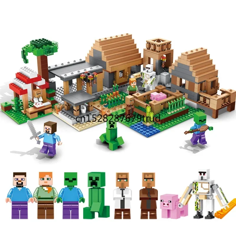 838pcs my world Ghost village marketplace adventures steve Building Blocks Bricks Figures Module Toys For Children