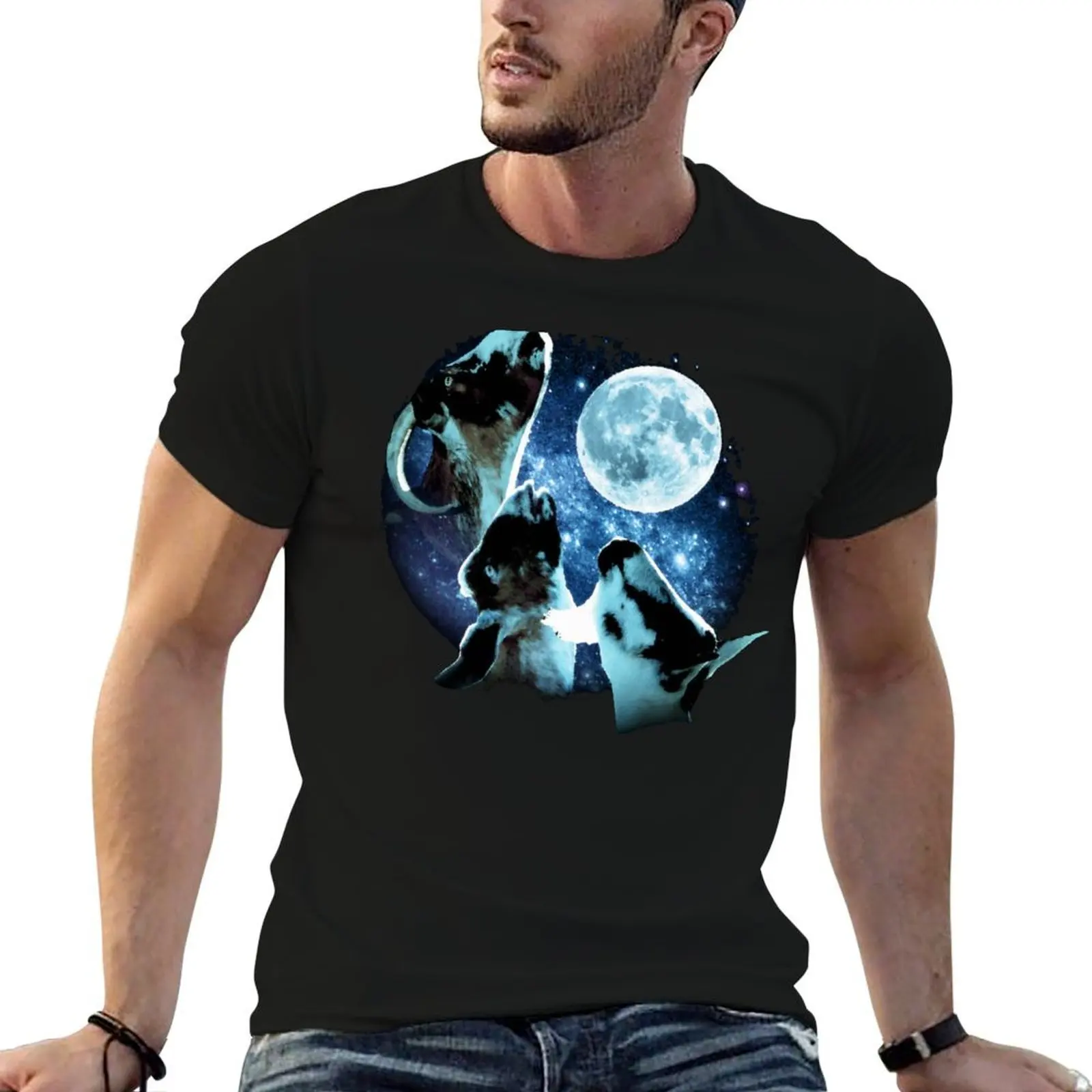 Three Goat Moon T-Shirt cotton man t-shirts croswit shirt man t shirt for men