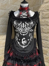 Ruibbit Harajuku Punk Print Black Red Halter Slim Lace Long Sleeve Spice Girl Bottomed T-shirt Women Fashion T-shirts Y2k Top