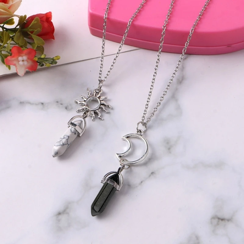Hexagonal Column Crystal Couple Pendant Gift for Fiancee Girlfriend Wife Husband