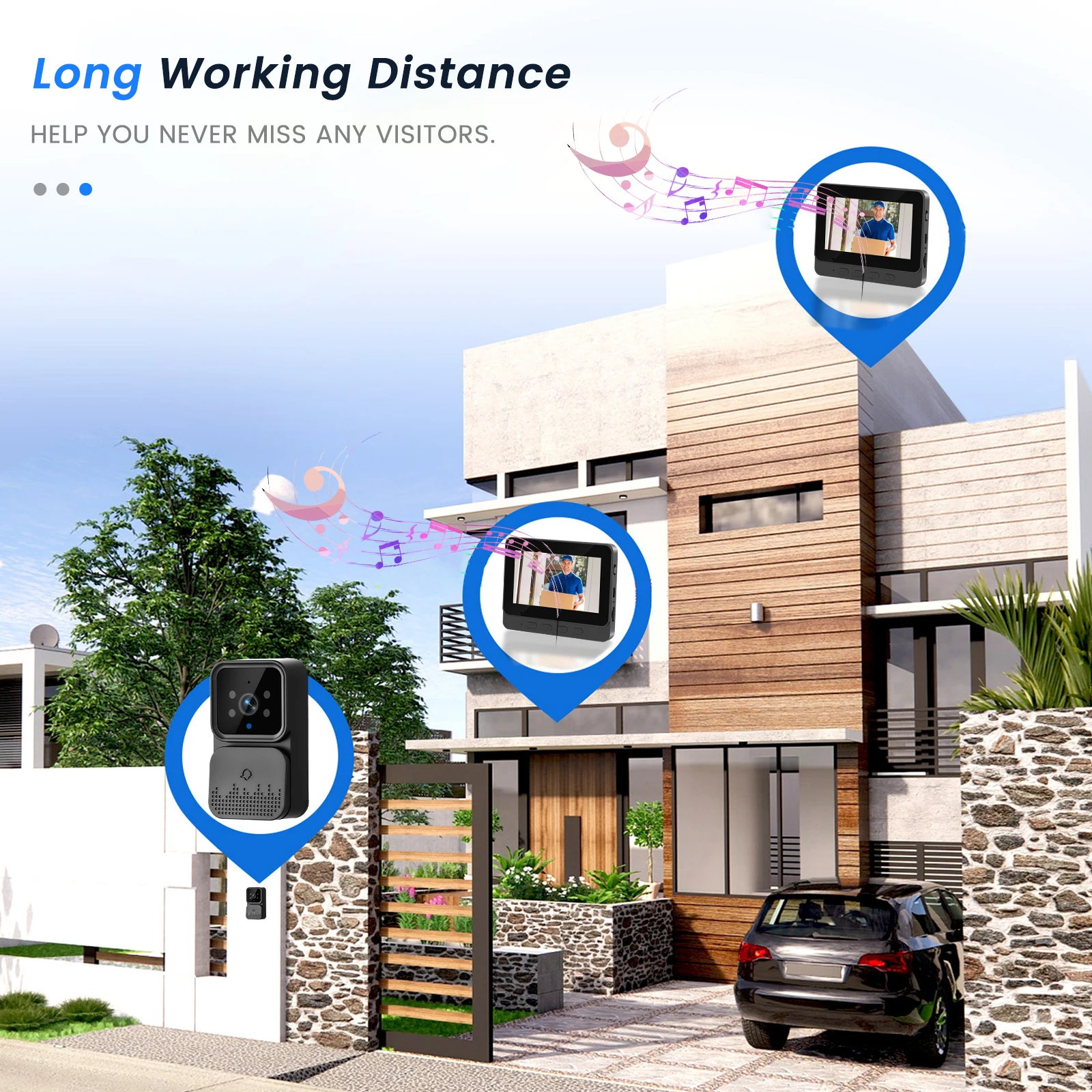 Podofo 4.3 ''جرس الباب ثقب الباب للرؤية الليلية 2-Way فيديو 640*480 شاشة IPS اللاسلكية كاميرا مراقبة الباب دعم 4G الاتصال الداخلي
