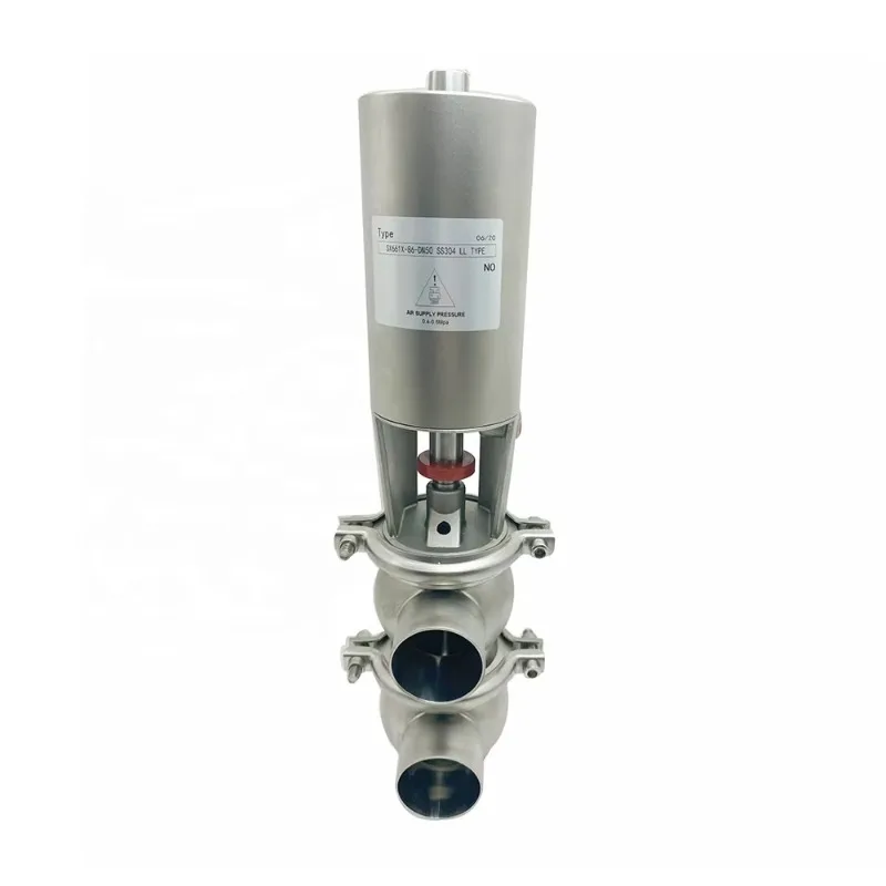 

DN40 Sanitary Grade Stainless Steel AISI304 AISI316L 21 Model Pneumatic Welded LL Type Three Way Diverter Valve for Flow Change