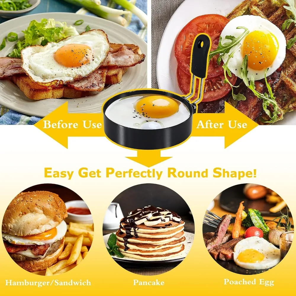 Anti-scald Egg Fried Ring Professional Stainless Steel Nonstick Round Pancake Mold Cooking Egg Mould Breakfast Sandwich Tools