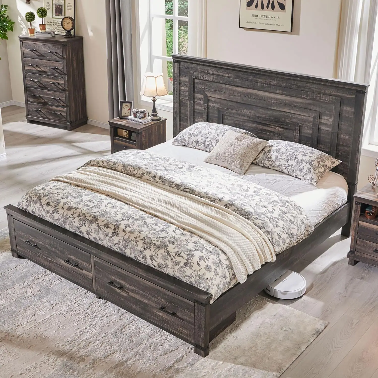 Farmhouse King Size Bed Frame with 54