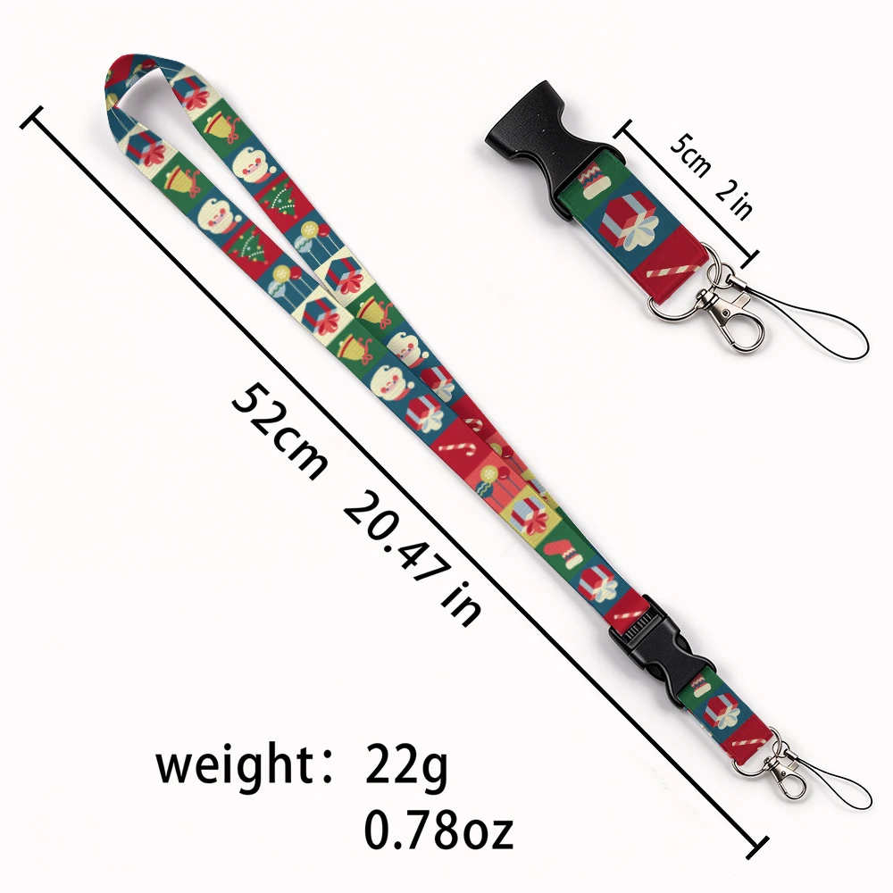 Christmas Lanyard Keychain Merry Christmas Santa Elk Snowflake Print Neck Strap Detachable Buckle Phone Lanyard 261013GS