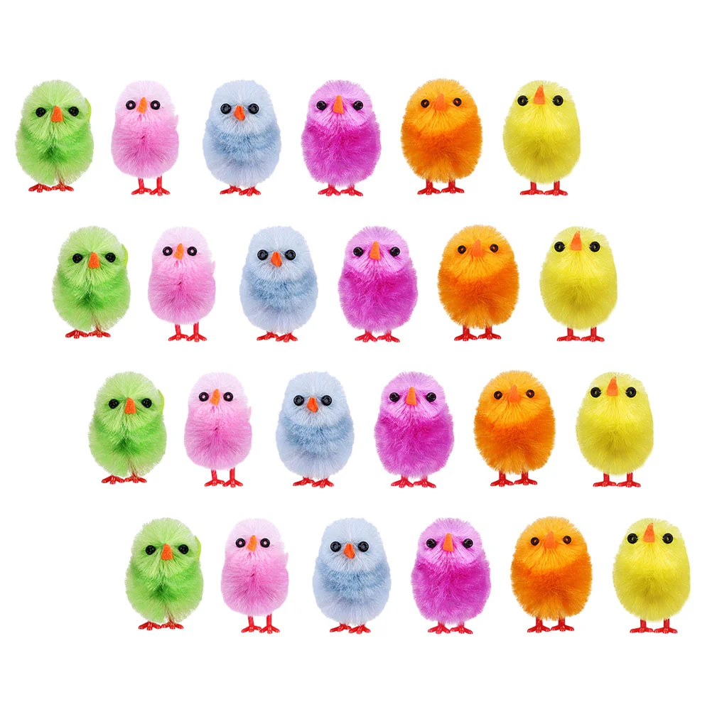 

24 Pcs Chick Decorative Toys Chicken Stuffed Animal Garden Landscape Animals Plush Model Easter Simulation