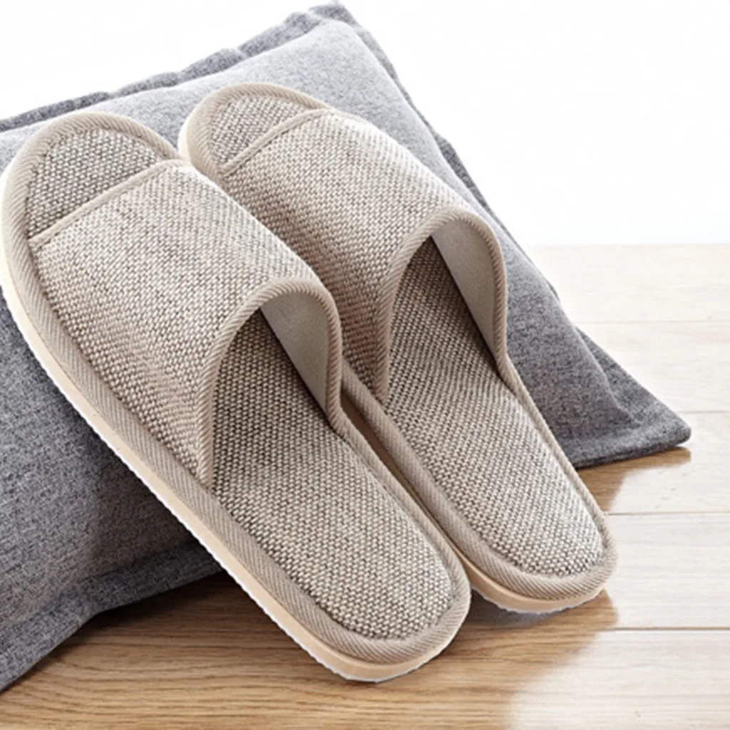 Linen Shoes Women And Men Household Slippers Indoor Floor Shoes Summer Women's Mute Slippers Sandals Women Slippers Flat Shoes