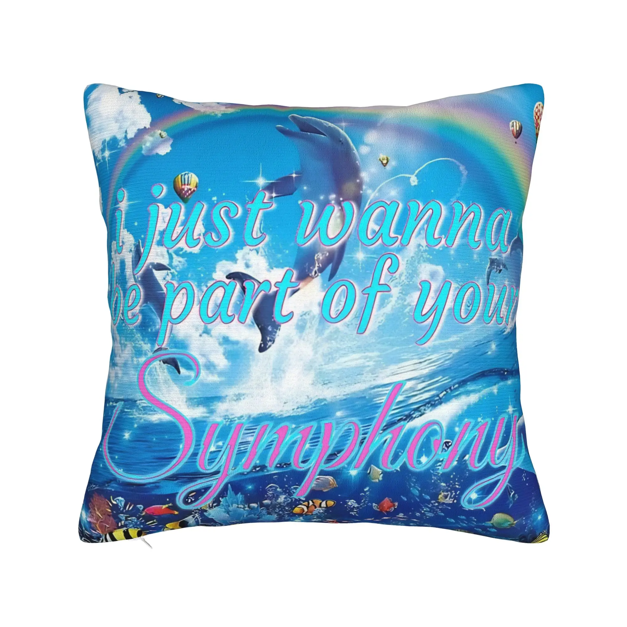 Symphony Aero Dolphin Square Pillowcases Polyester Seat Frutiger Aero Cushion Case Home Decoration Throw Pillow Case 45*45