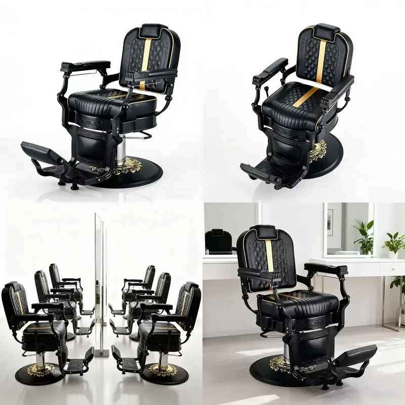 Deluxe King Size Hydraulic Pump Salon Hair Chair Modern Heavy Duty Adjustable Rotating Reclining Antique Barber Chair