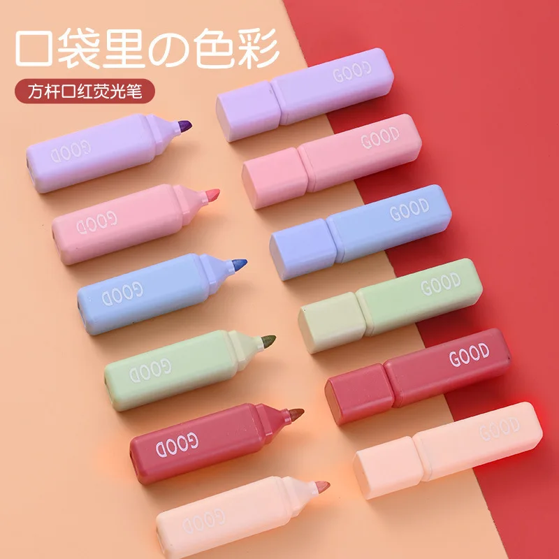 

6Pcs/Set Morandi Color Highlighter Fluorescent Pens Marker Pens Art Drawing Doodling Marking School Office Kawaii Stationery