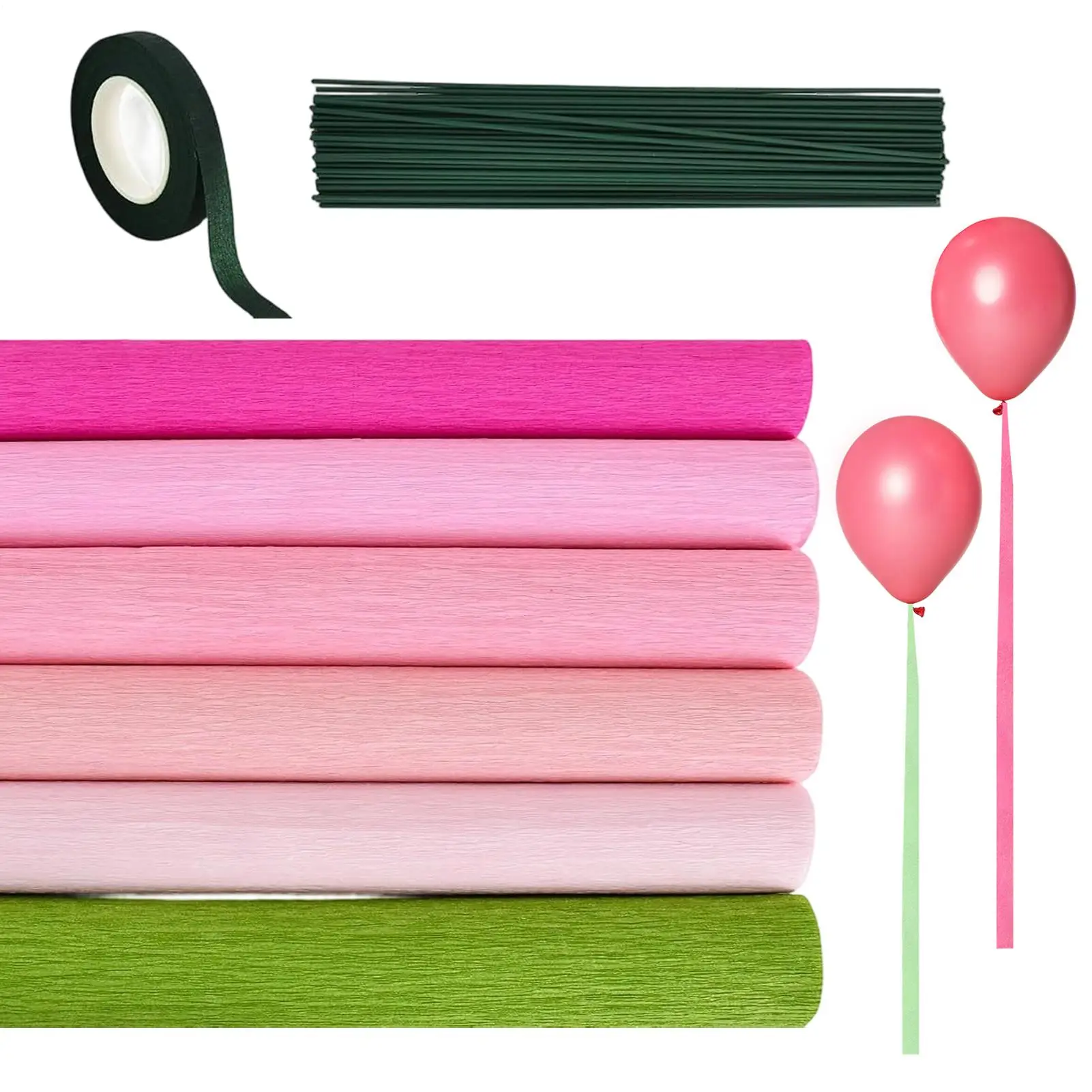 Crepe Paper Rolls Artificial Fade-Resistant With Double-Sided Tape Party Flower Crepe Paper Set For Wedding Engagement