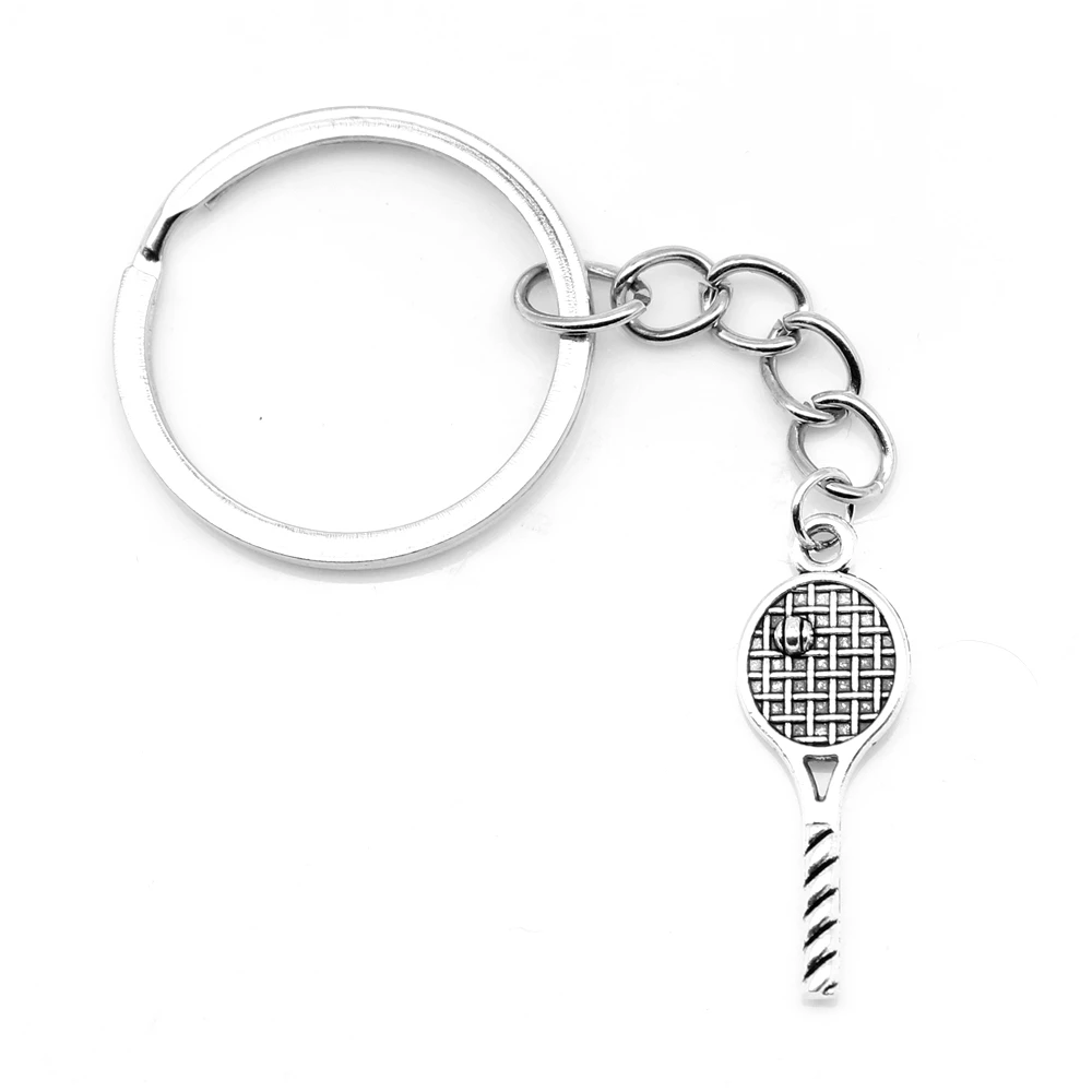 1 Piece 11x30mm Badminton Racket Keychain For Keys Female Gifts