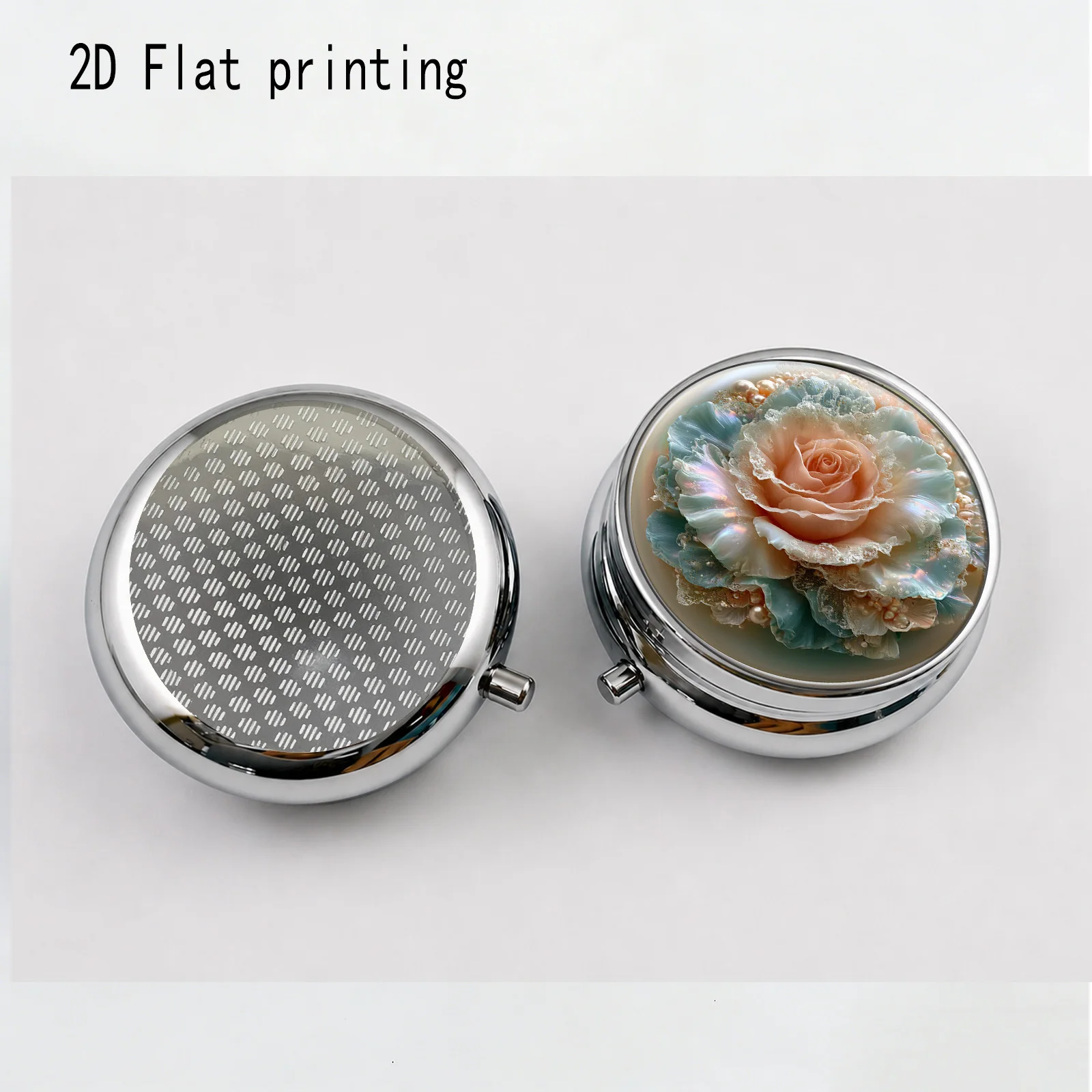 1Pc Round Metal Pill Box with Flat Printing Featuring Coastal Cliff and Starry Sky Design, 3 Compartment Medicine Case, Compact Travel Vitamin Organizer for Purse Pocket, Nature Inspired Storage, Flat