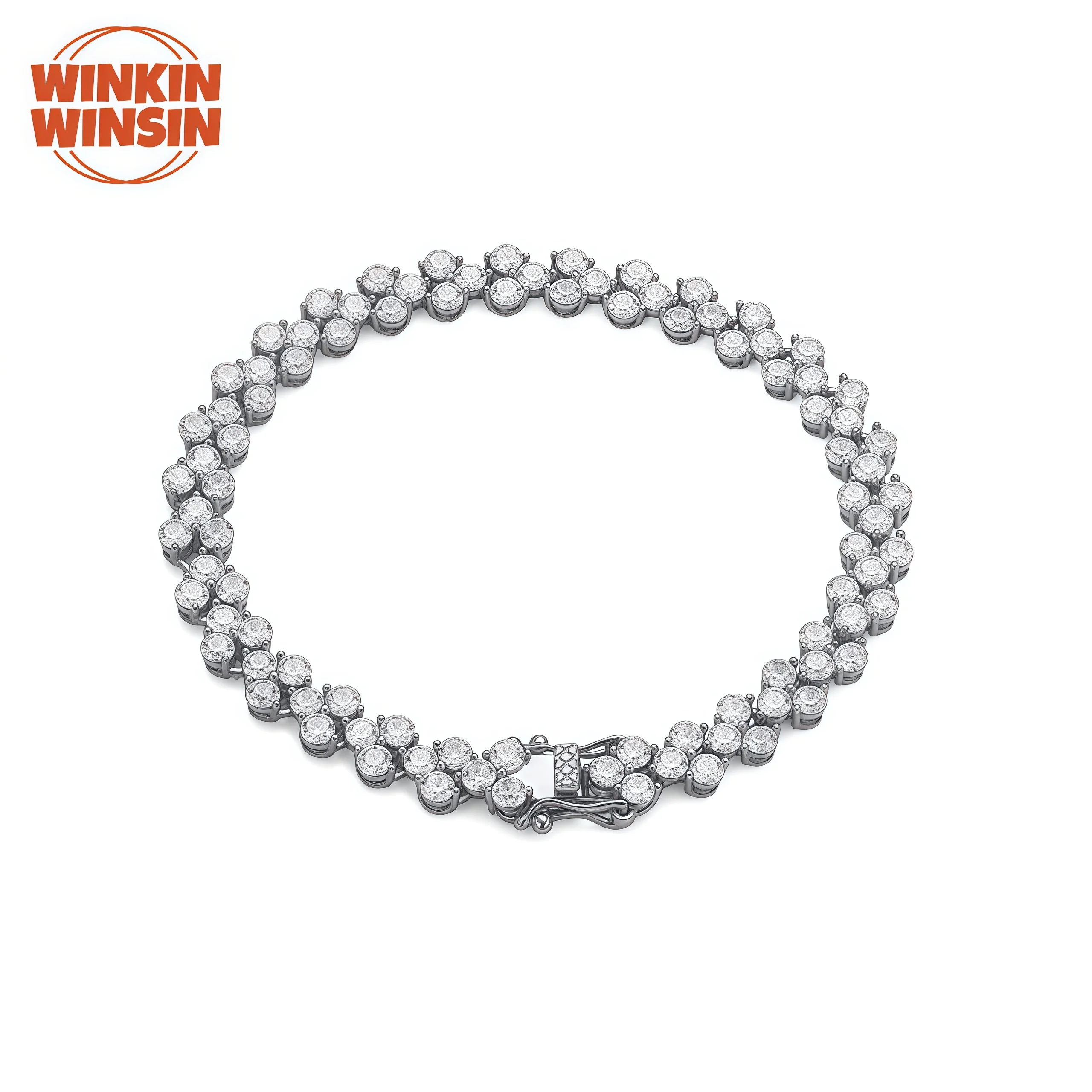

Winkin Winsin Jewelry 925 Sterling Silver Bangle For Women GRA Certificate Moissanite Diamond Gemstones Triangle Tennis Bracelet
