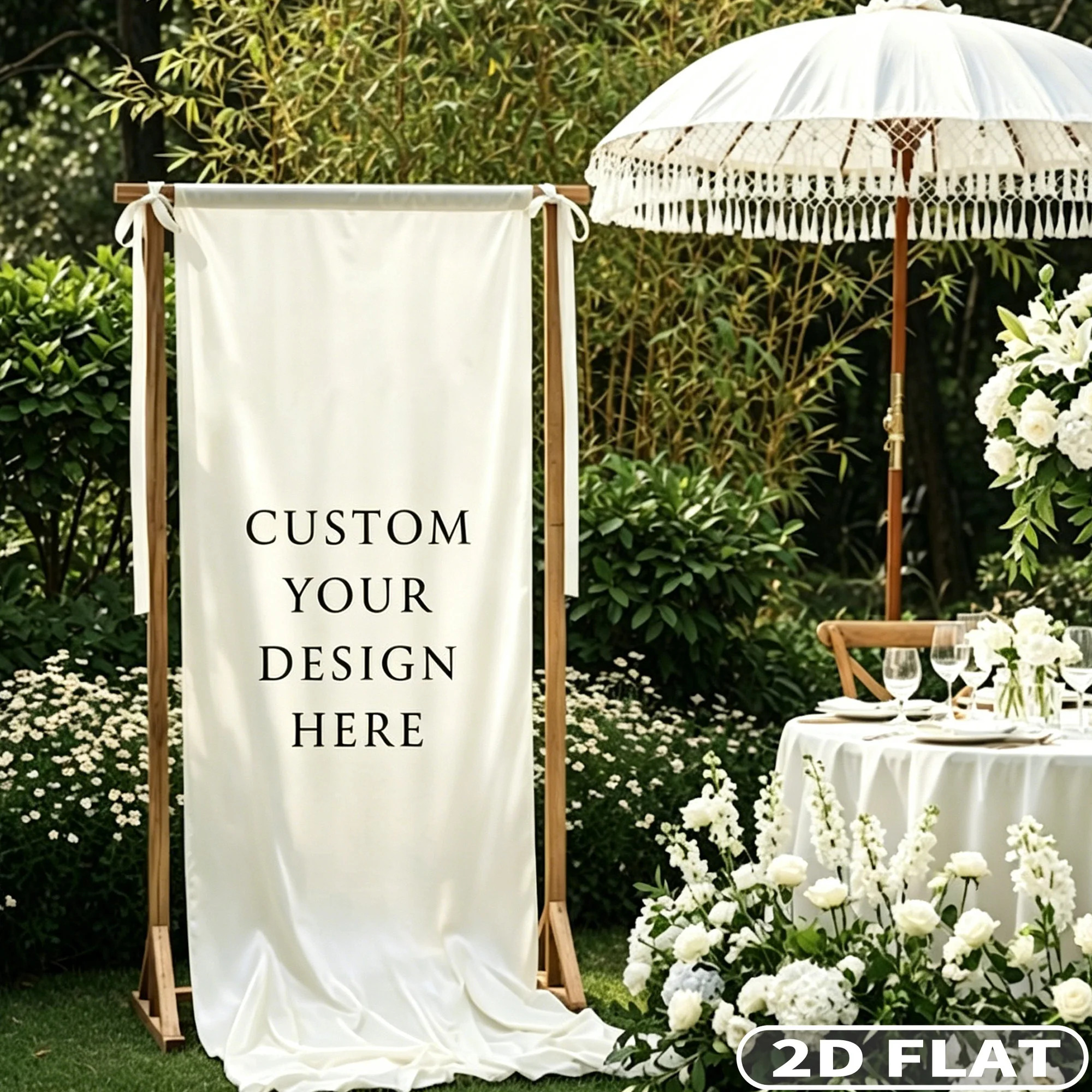 

1pc 2D FLAT Custom Satin Wedding Banner | Custom Welcome Signage, Modern Wedding Sign Wedding Banner, Engagement Party Sign