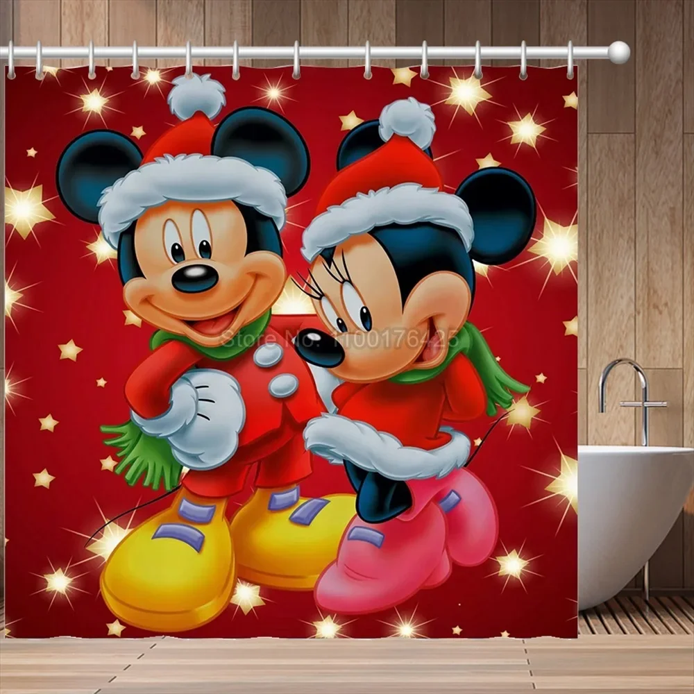 Christmas Mickey Mouse Shower Curtains Waterproof Bathroom Curtain Bath Drapes High Quality Home Textiles Decor