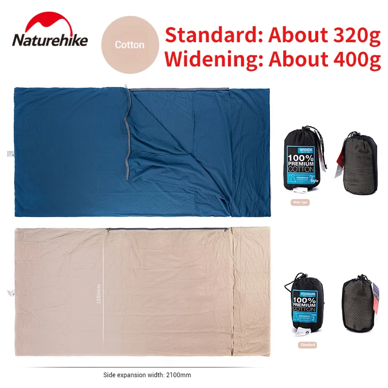 

Naturehike Camping Cotton Sleeping Bag Single Person Sleeping Bag Liner Left Right Liner Zipper Splicing Outdoor Trip Ultralight