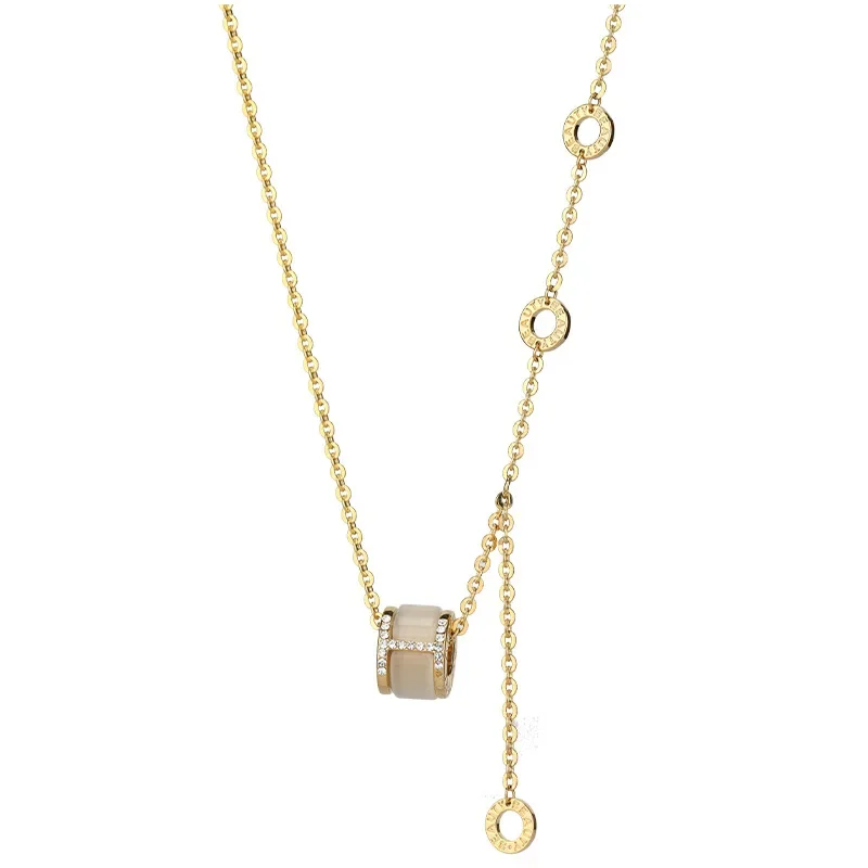 Ожерелье с маленькой талией, модный женский кулон с камнем «кошачий глаз», элегантное и модное колье.