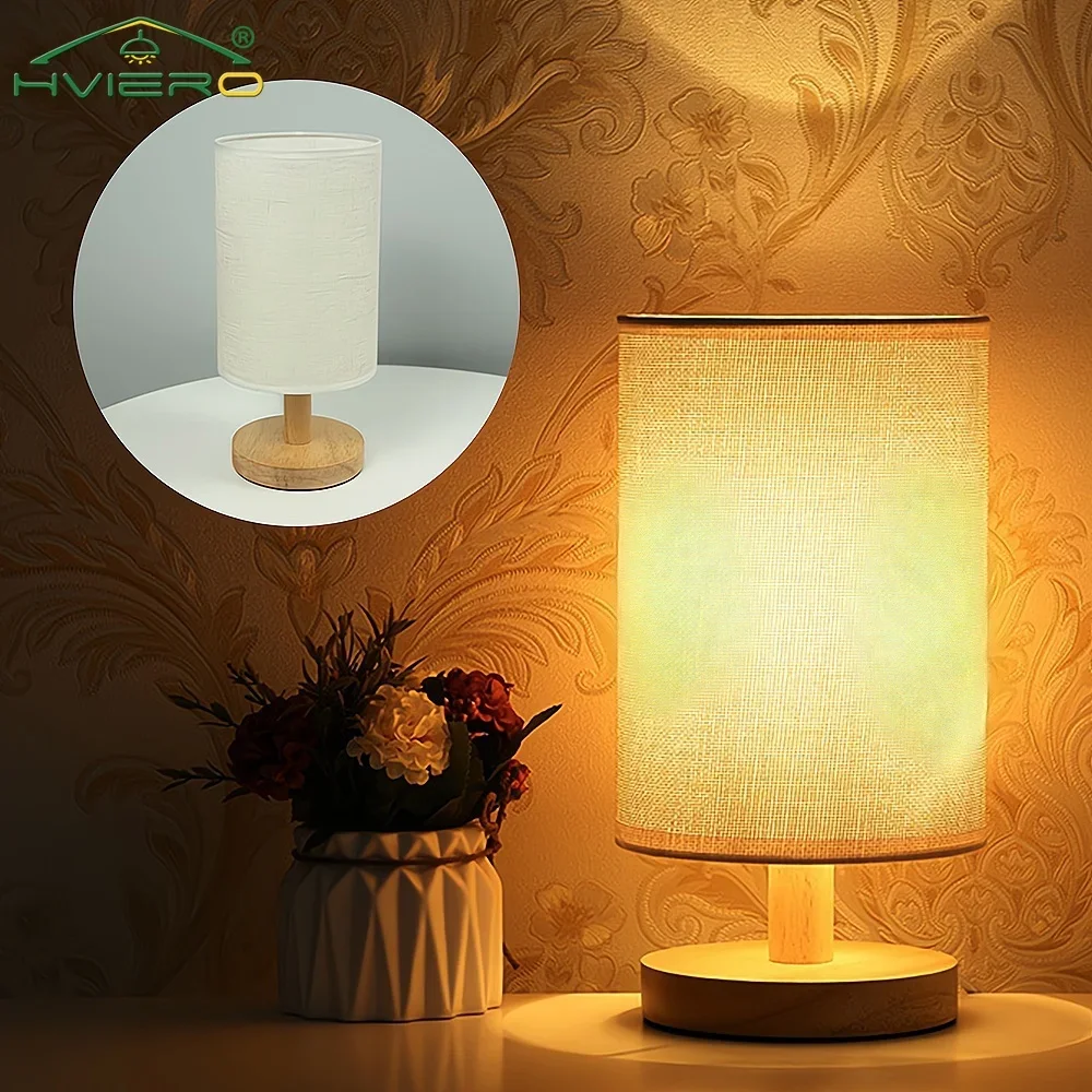 

LED Hessian Solid Wood Decorative Lamp 5V USB Table Reading Bedroom Bedside Study Desk For Home Stay Energy Saving Night Light