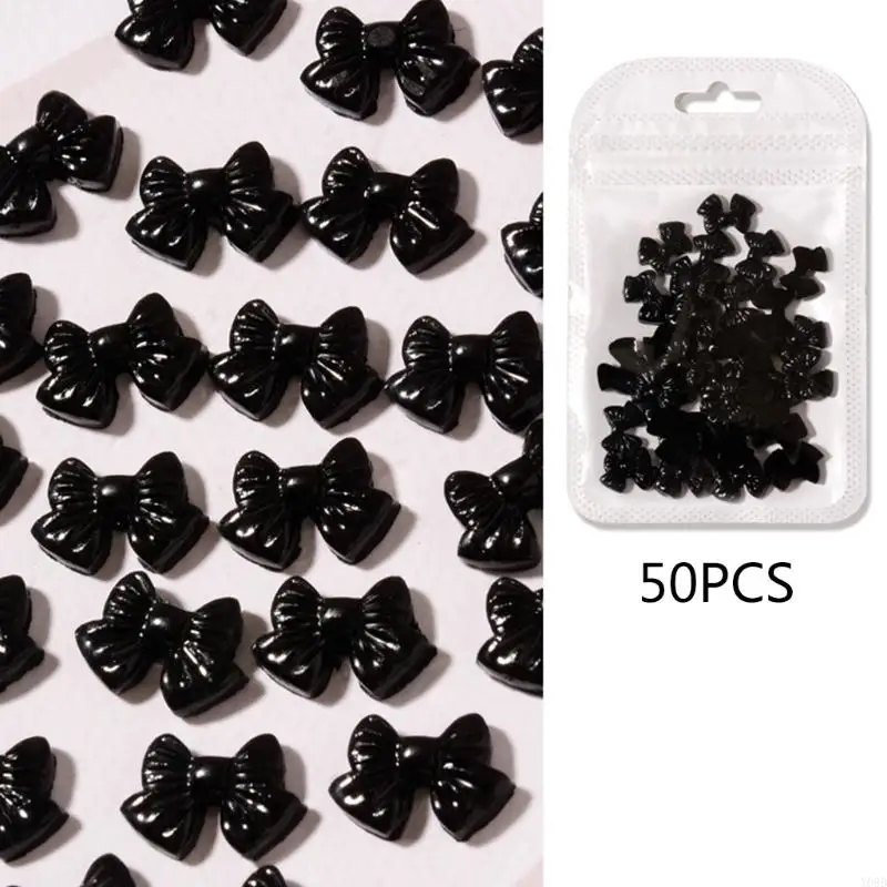Y08D 50pcs/gói Bowknot Dễ thương Trang trí nghệ thuật Ribbon 3D Ribbon Phụ kiện làm móng đơn giản DIY Crafts Vật tư
