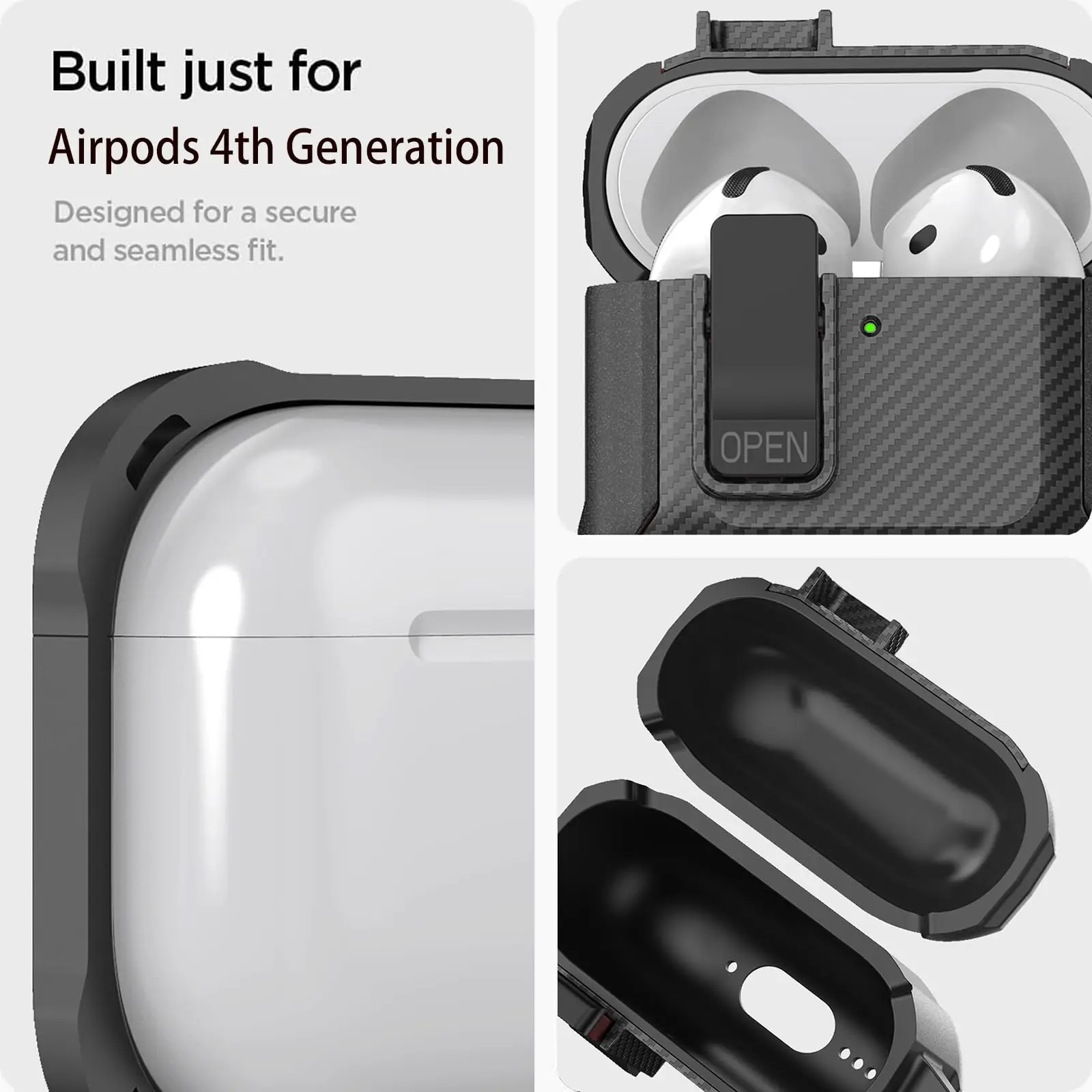 حافظة جديدة 2025 لأجهزة Airpods 4 حافظة واقية مع قفل آمن مقاوم للصدمات مع مجموعة تنظيف لأجهزة AirPods 4 Generation