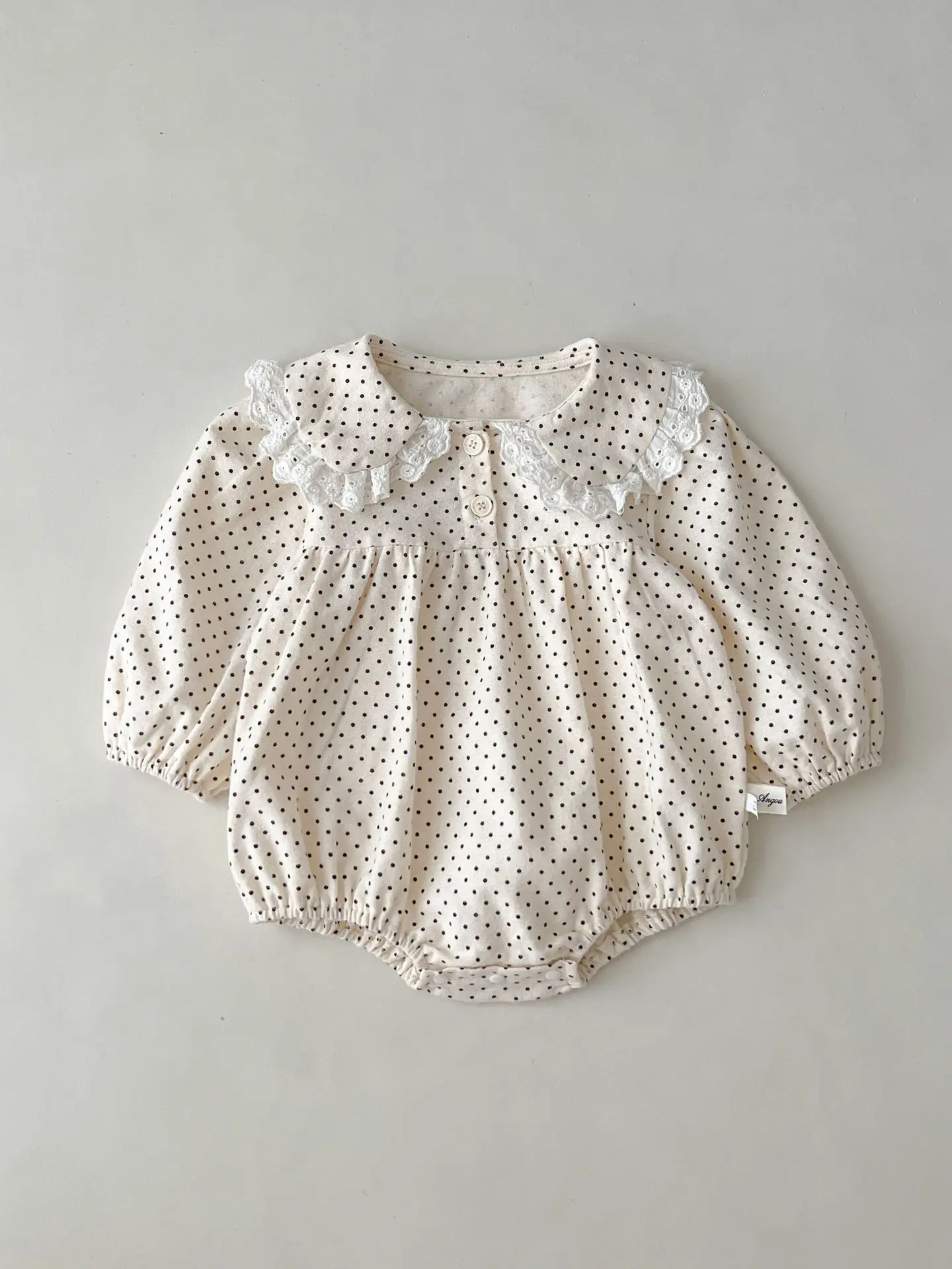 Ins Autumn Newborn Infant Baby Girls Romper Polka Dot Rompers Kids Lapel Onepiece Fashion Baby Clothing