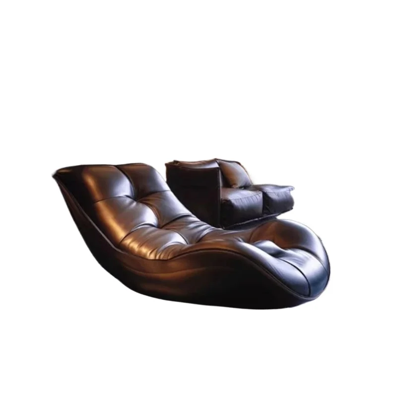 

Genuine leather minimalist sun table, lazy sofa chair, luxurious high-end single person sofa, lounge chair