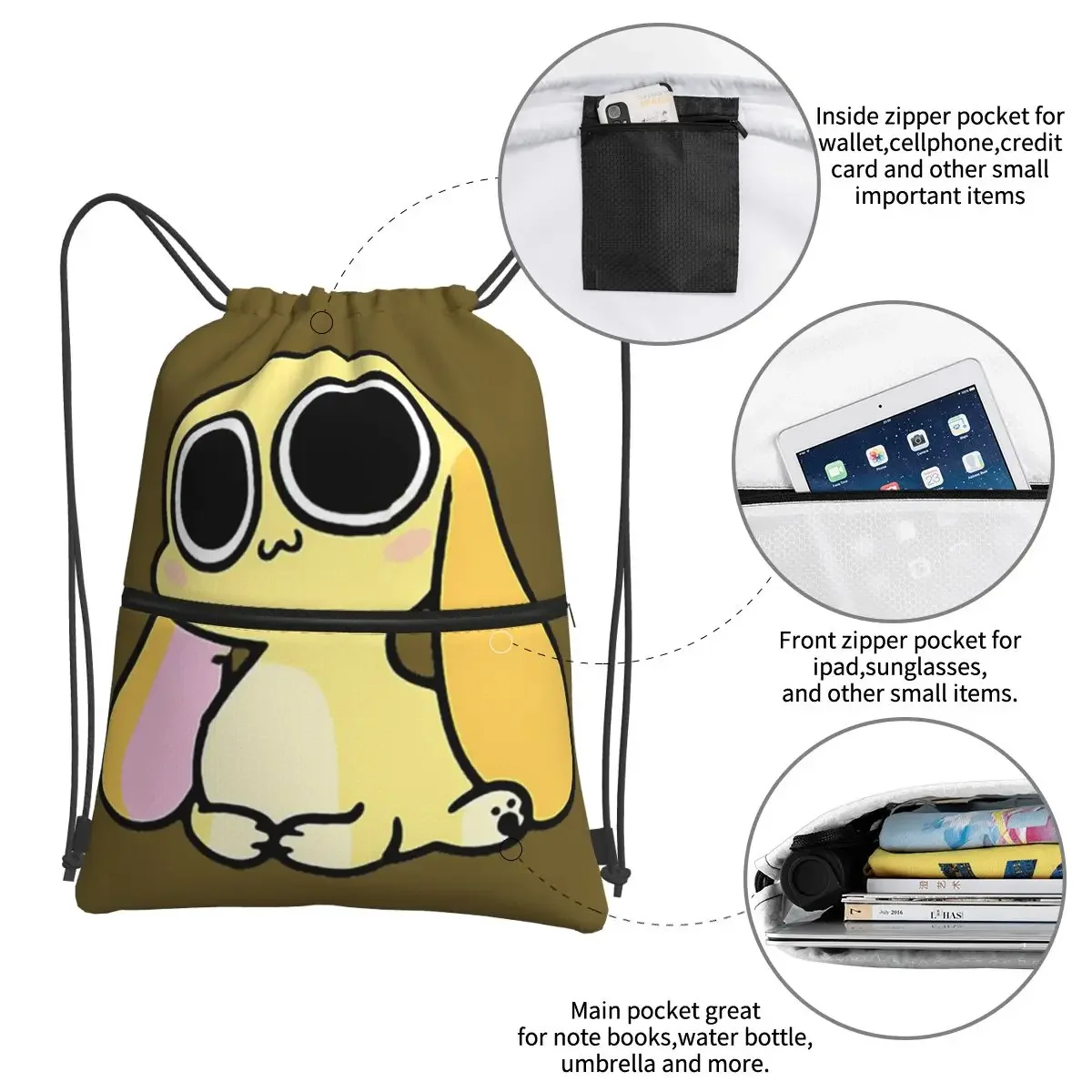 Chikn Nuggit Merch Character Portable Backpacks Drawstring Bag Drawstring Bundle Pocket Shoes Bags For Travel Sport Man Woman