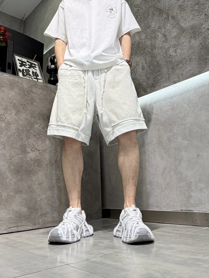 

Summer Men's Loose Fit Straight Leg Five Inch Pure Color Shorts Casual Trendy Brandless Cotton Pants Comfortable Breathable