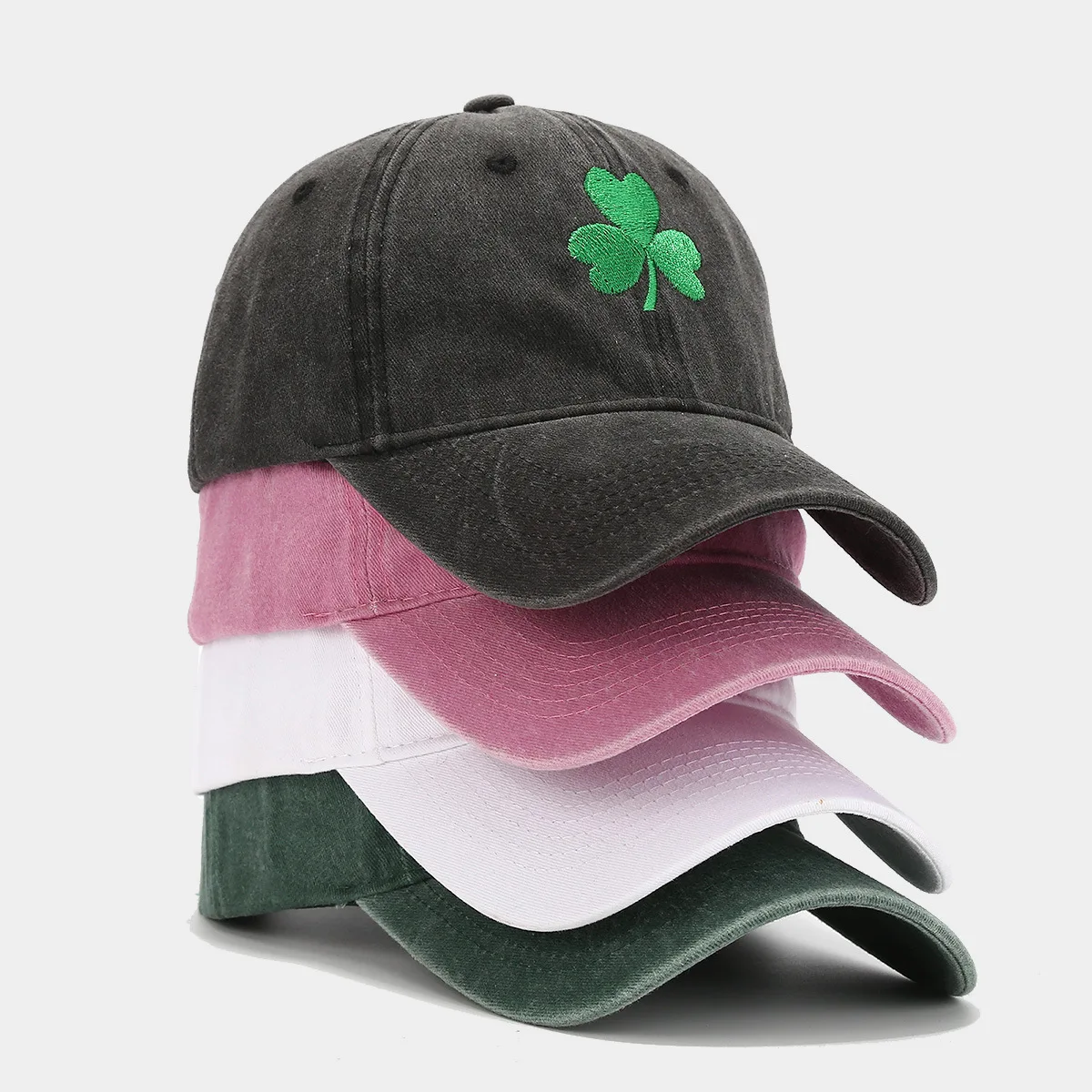 Irische grüne Baseballmütze, Paar, Retro-Klee, bestickt, Sonnenschutzhut, für Männer und Frauen, trendige personalisierte Entenschnabelmütze – Detail 2