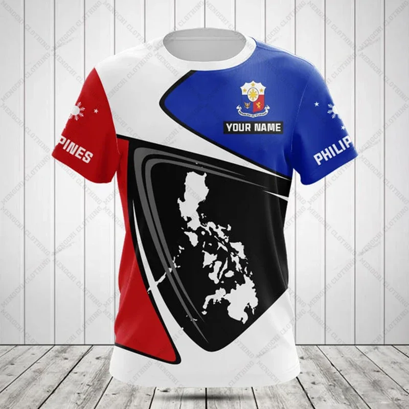 

Philippines Flag & Coat of Arms Graphic Tee Summer Casual Streetwear Men's Fashion T-shirts Boy Oversized Short Sleeve Tops