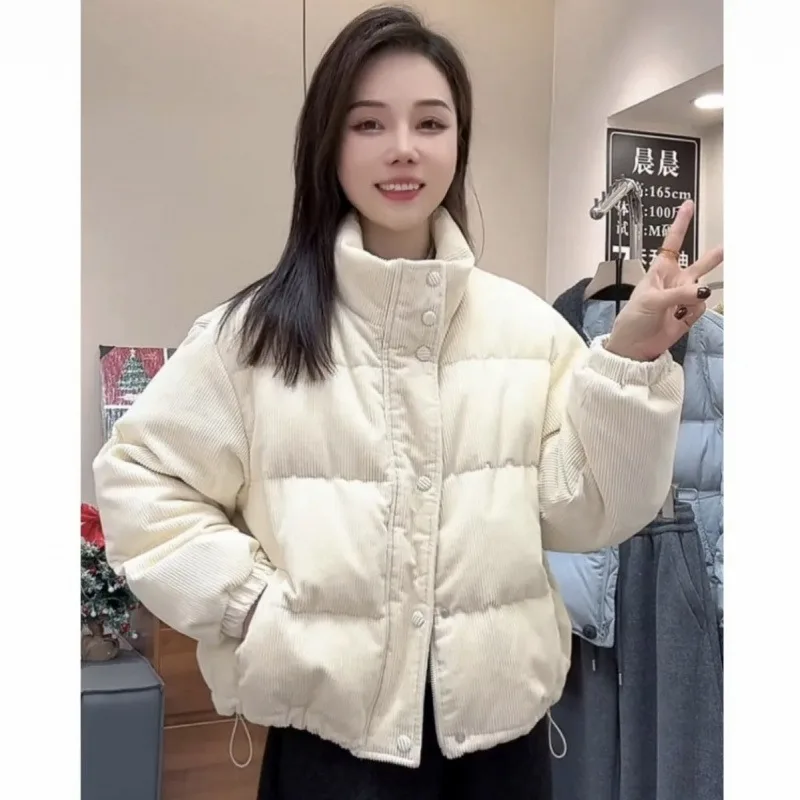New Winter Cotton-padded Jacket Cotton-padded Coat Short Petite Thickened Student Bread Jacket Women Fashionable Simple and Warm