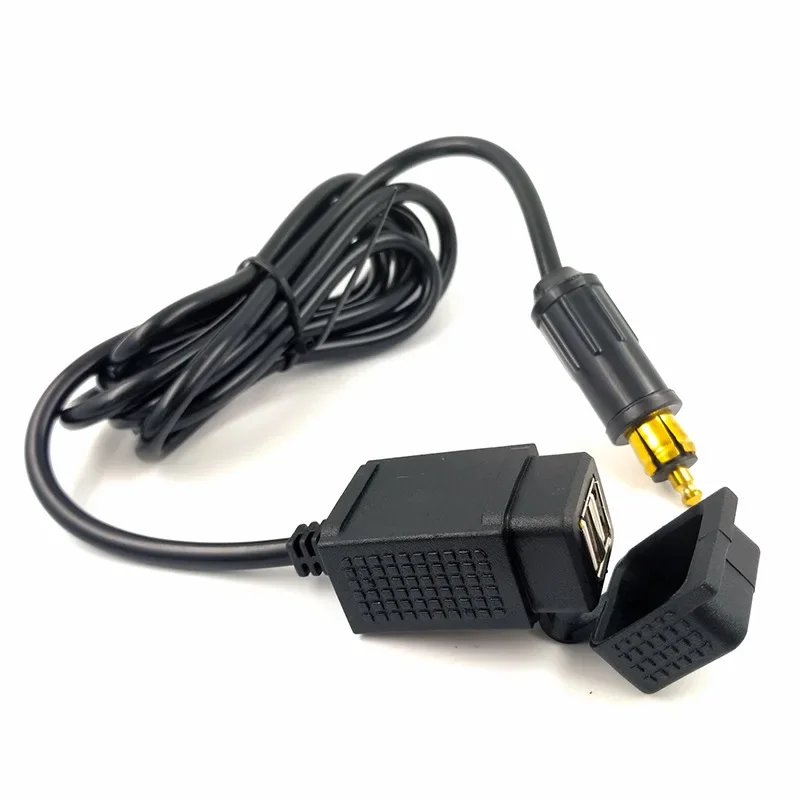 Waterproof Dual USB Charger Adapter with Powerlet Din Hella Socket EU Type 1.6m Cable for BMW Motorcycle