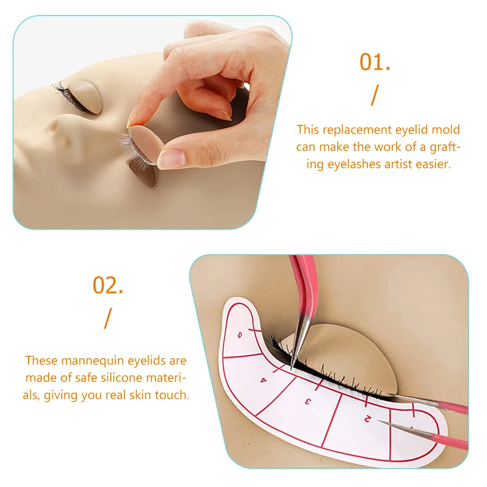 

3Pairs Eyelash Practice Lids Silicone Replacement Removable Realistic Eyelid Makeup Training Tools for Lash Extensions