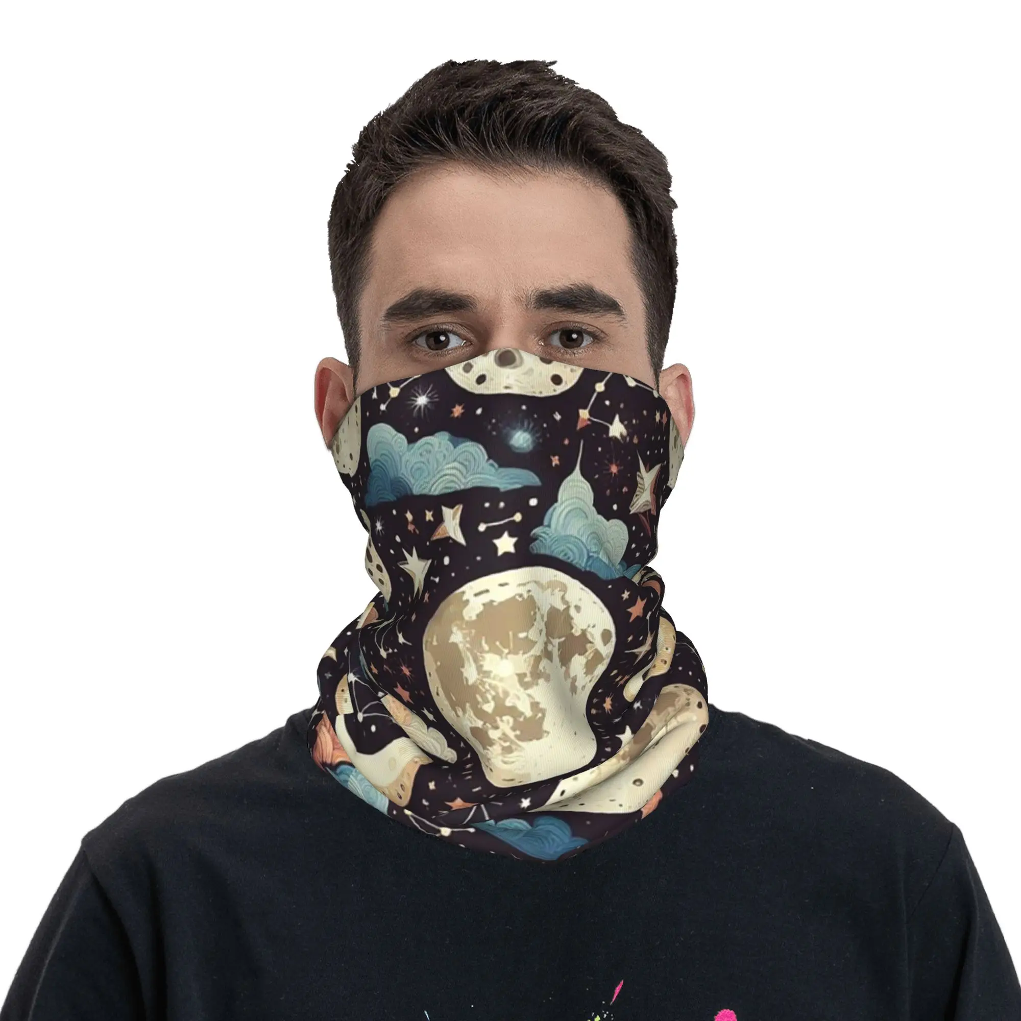 Cosmic Celestial Constellations Repeating Pattern Bandana Neck Gaiter Printed Magic Scarf Face Mask Outdoor Sports For Men Women