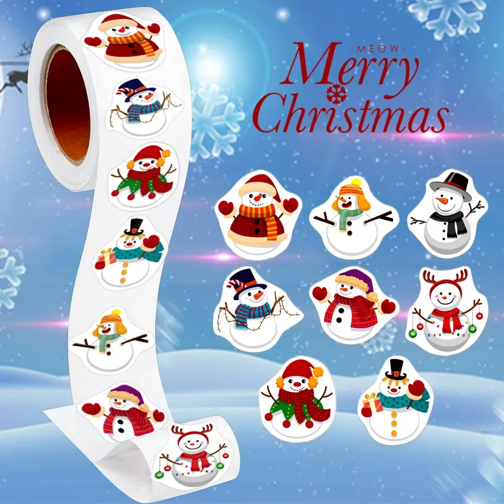 100-500pcs Heterotypic Christmas Themed Animals Stickers 8 Designs 2.5cm/1inch DlY Graffiti Holiday Party Decoration Labels