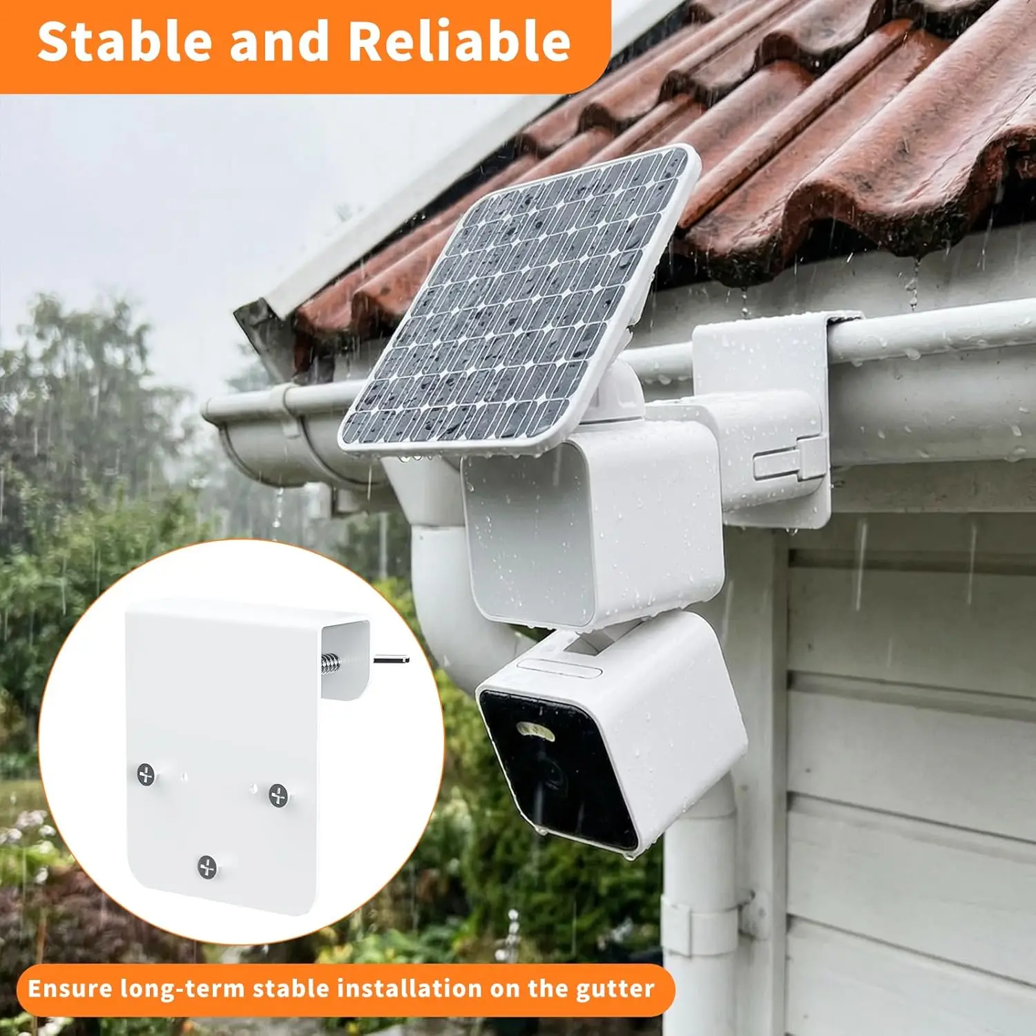 Support de goutti�re en m�tal antirouille pour cam�ra solaire WYZE, support de corniche sans per�age, conception sur mesure, pour une s�curit� domestique accrue (lot de 2)